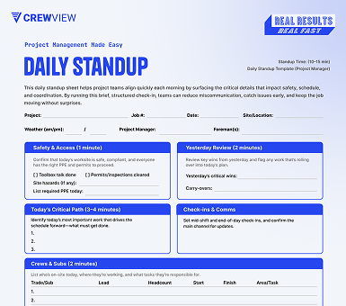 Daily standup template preview