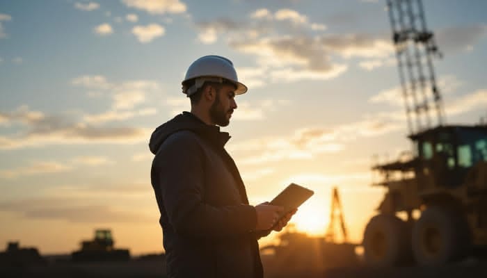 Construction manager using CrewView on a jobsite