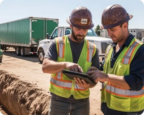 Crew working in the field
