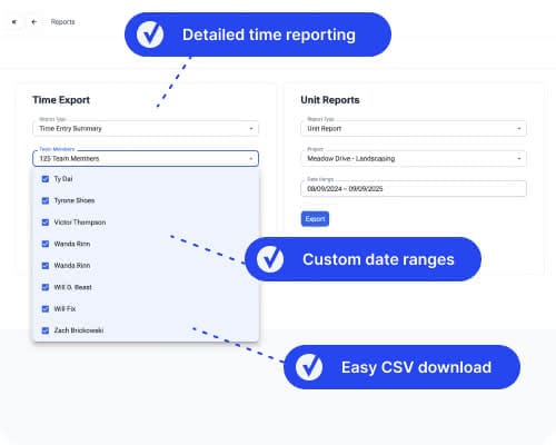 Exportable time sheet in CrewView